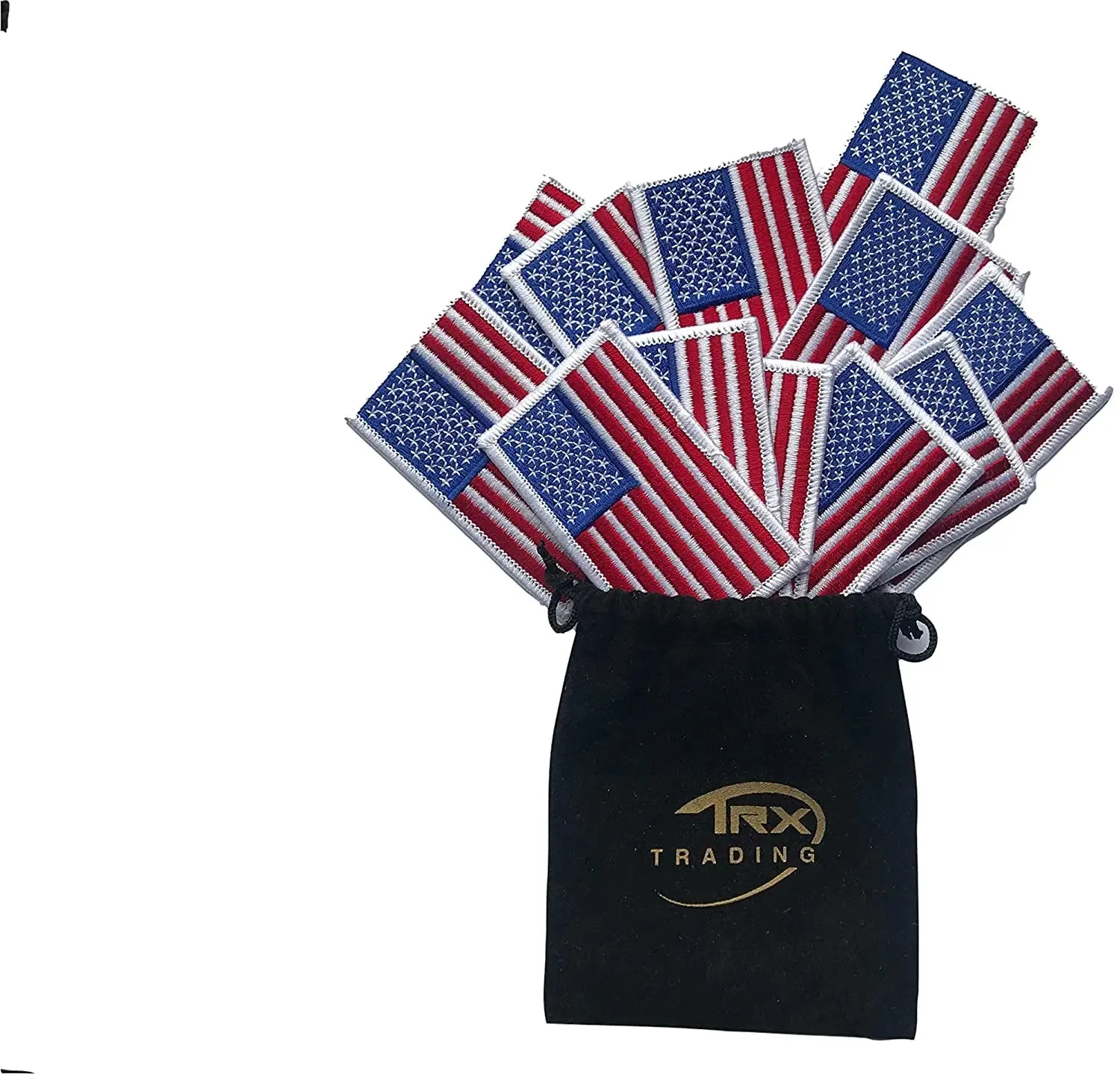 12 pack reversed USA flag patch white border embroidered