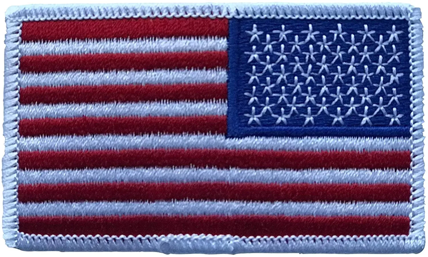 12 pack reversed USA flag patch white border embroidered