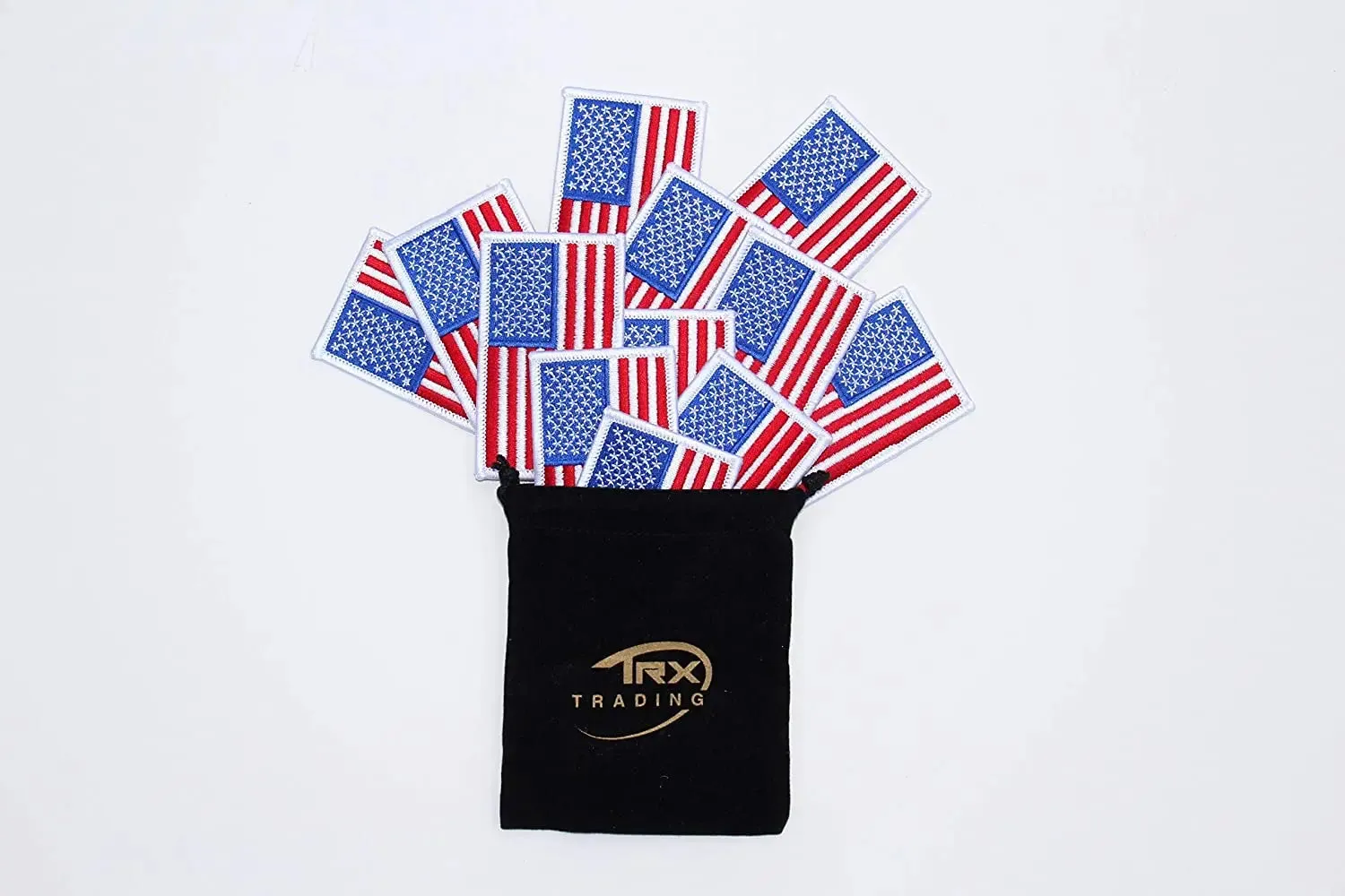 12 pack reversed USA flag patch white border embroidered