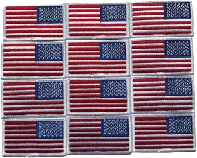 12 pack reversed USA flag patch white border embroidered
