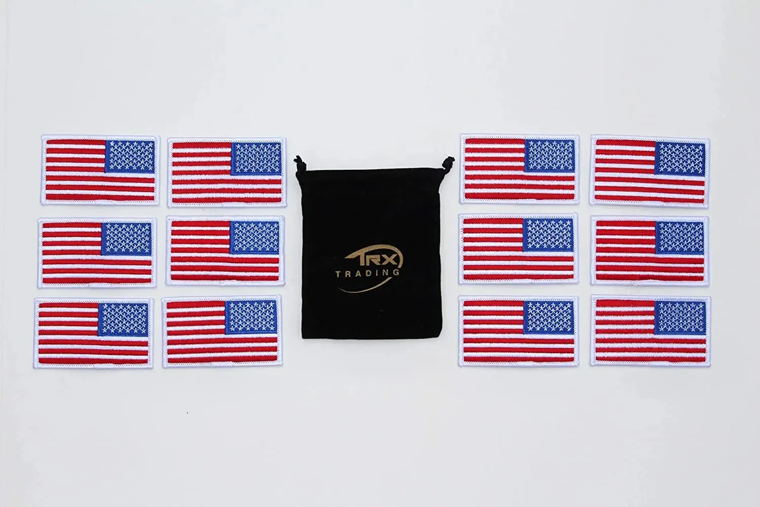12 pack reversed USA flag patch white border embroidered