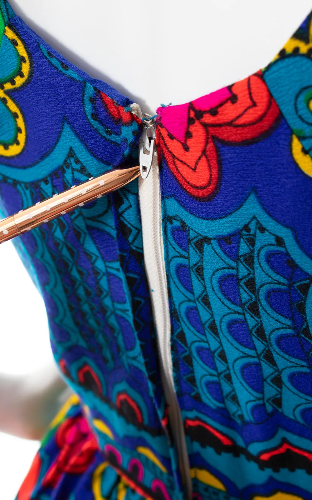 1960s 1970s Floral Border Print Palazzo Jumpsuit | medium