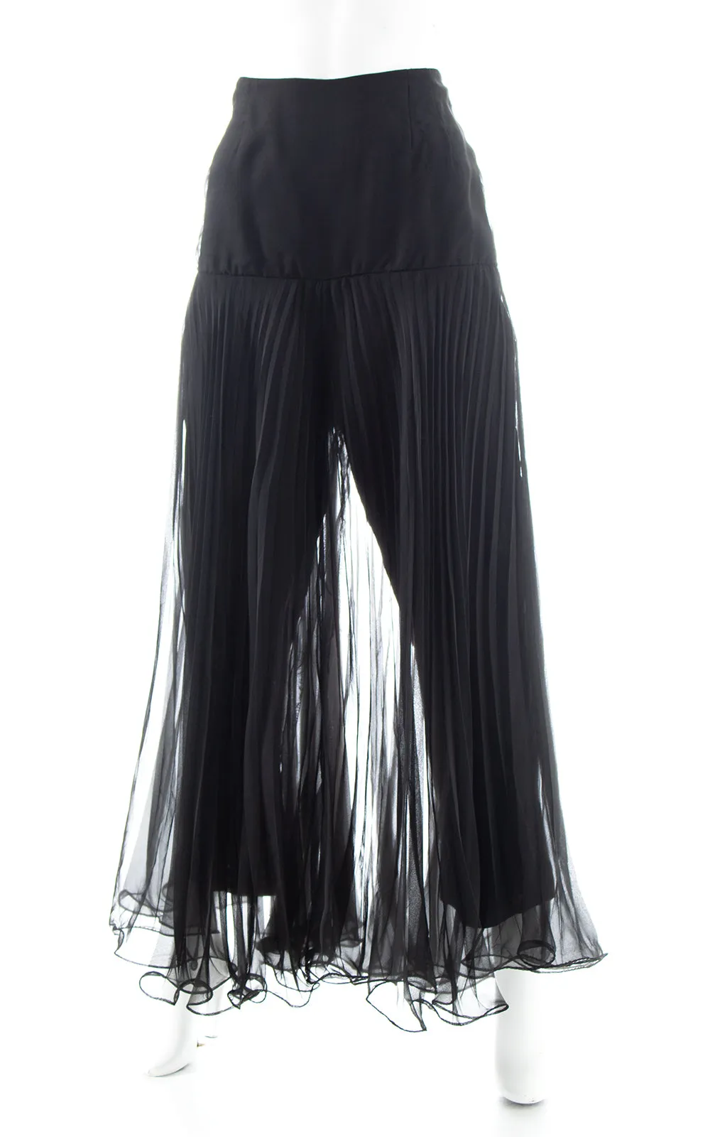 1970s Pleated Chiffon Palazzo Pants | medium