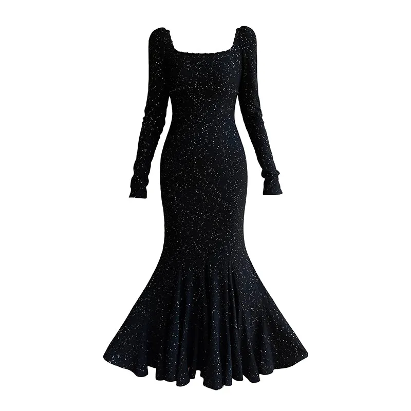Aconiconi| Mermaid minimal sequin knitted sweater dress - Cace