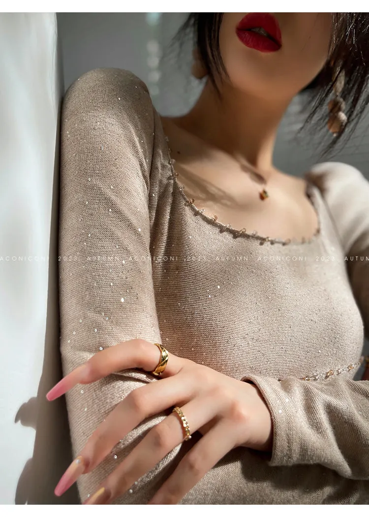 Aconiconi| Mermaid minimal sequin knitted sweater dress - Cace