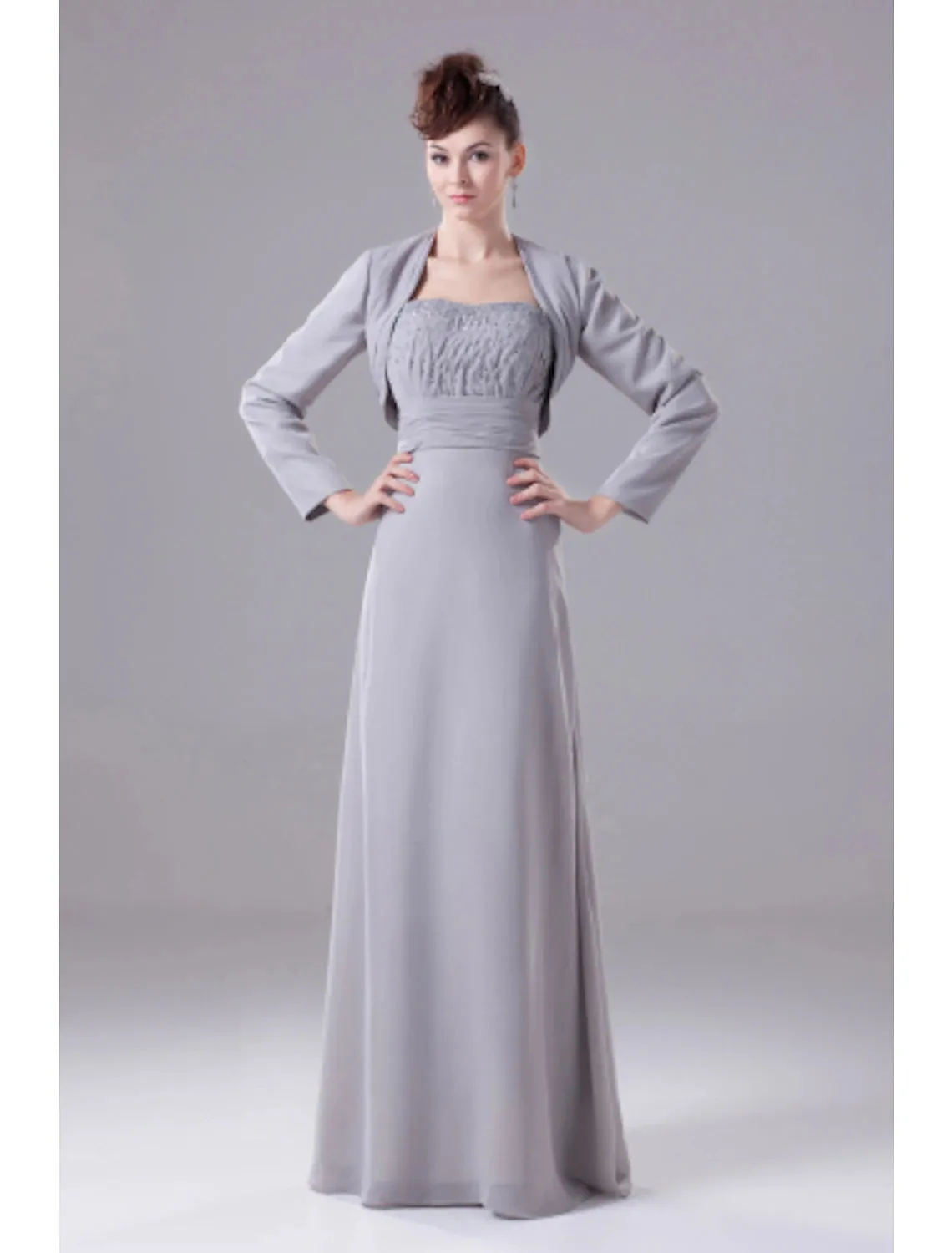 Aimishang  A-Line Mother of the Bride Dress Convertible Dress Strapless Floor Length Chiffon Sleeveless No with Beading Draping