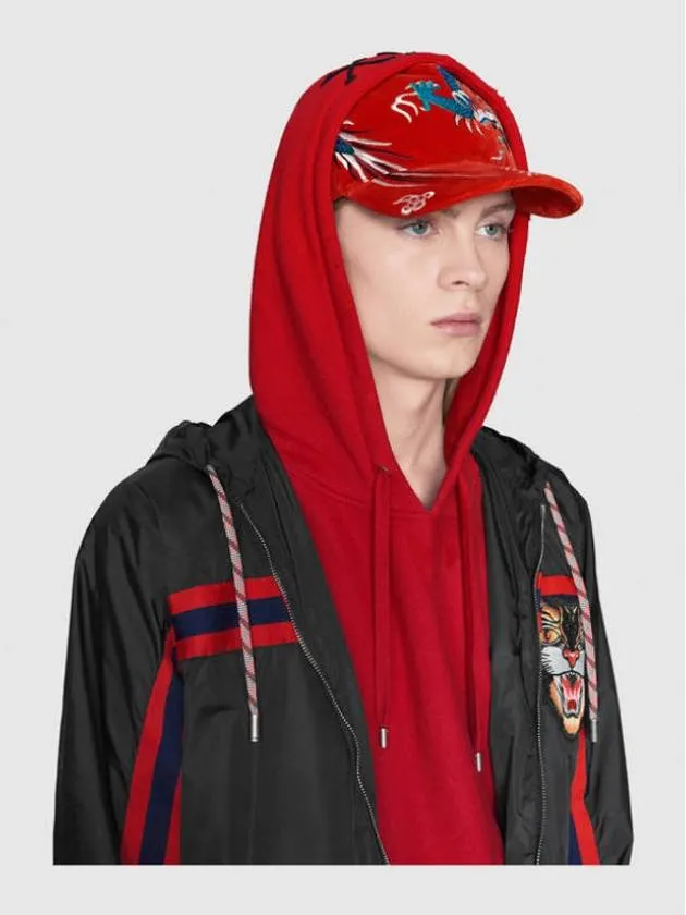 Angry Cat Embroidered Windbreaker Black