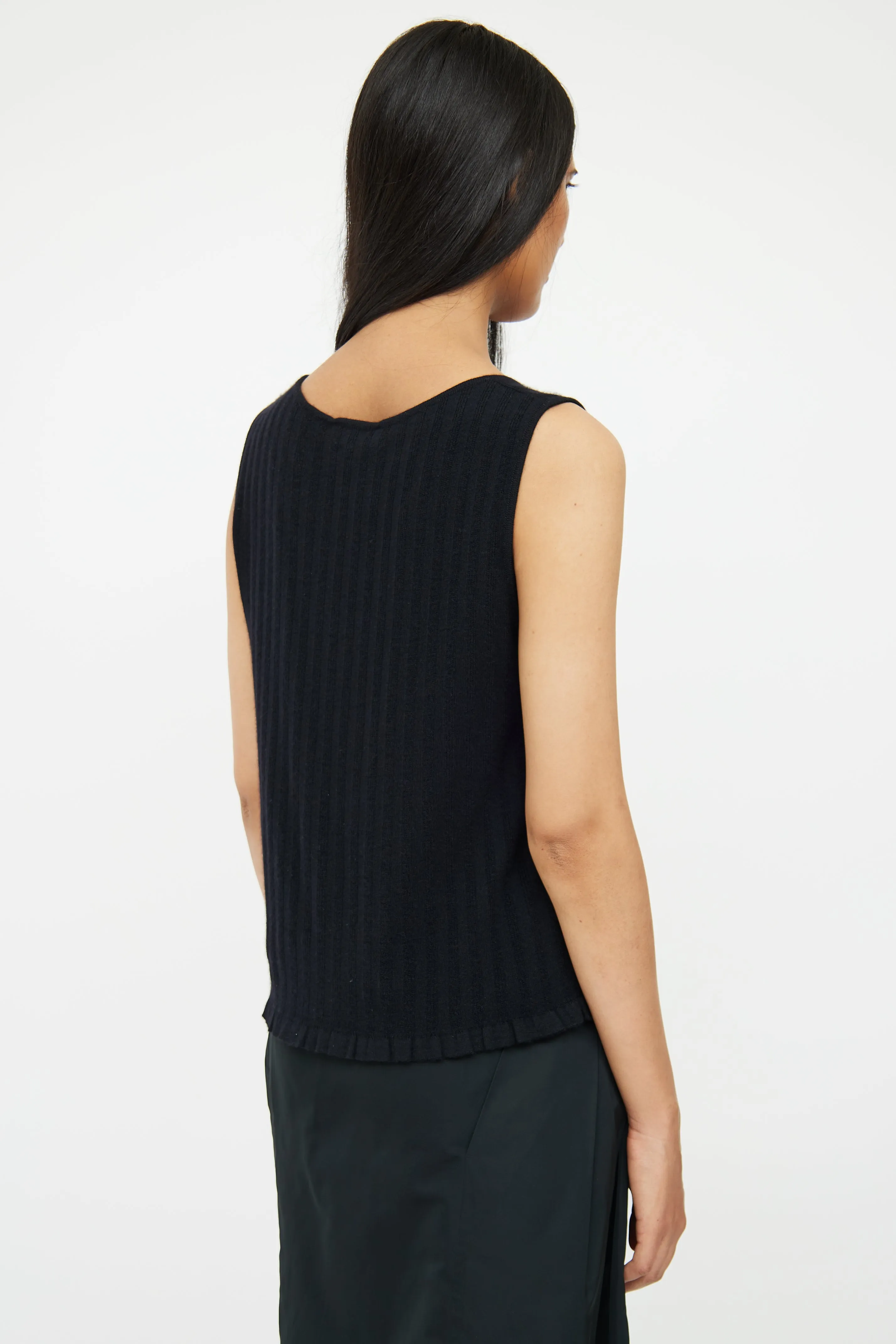 Black Cashmere Sleeveless Knit Top