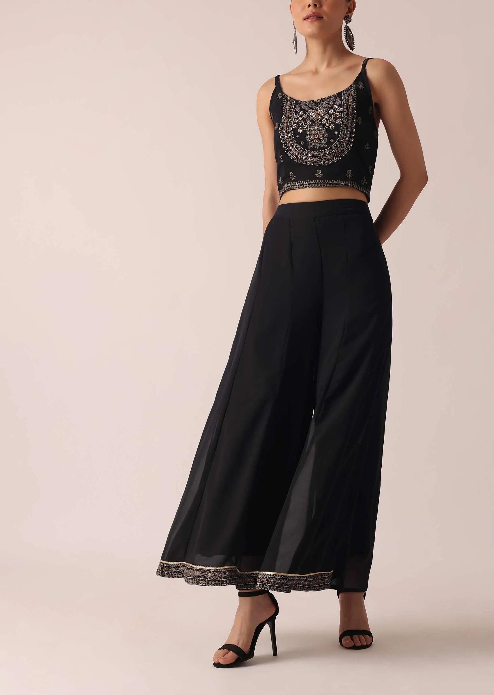 Black Floral Print Crop Top And Jacket Set