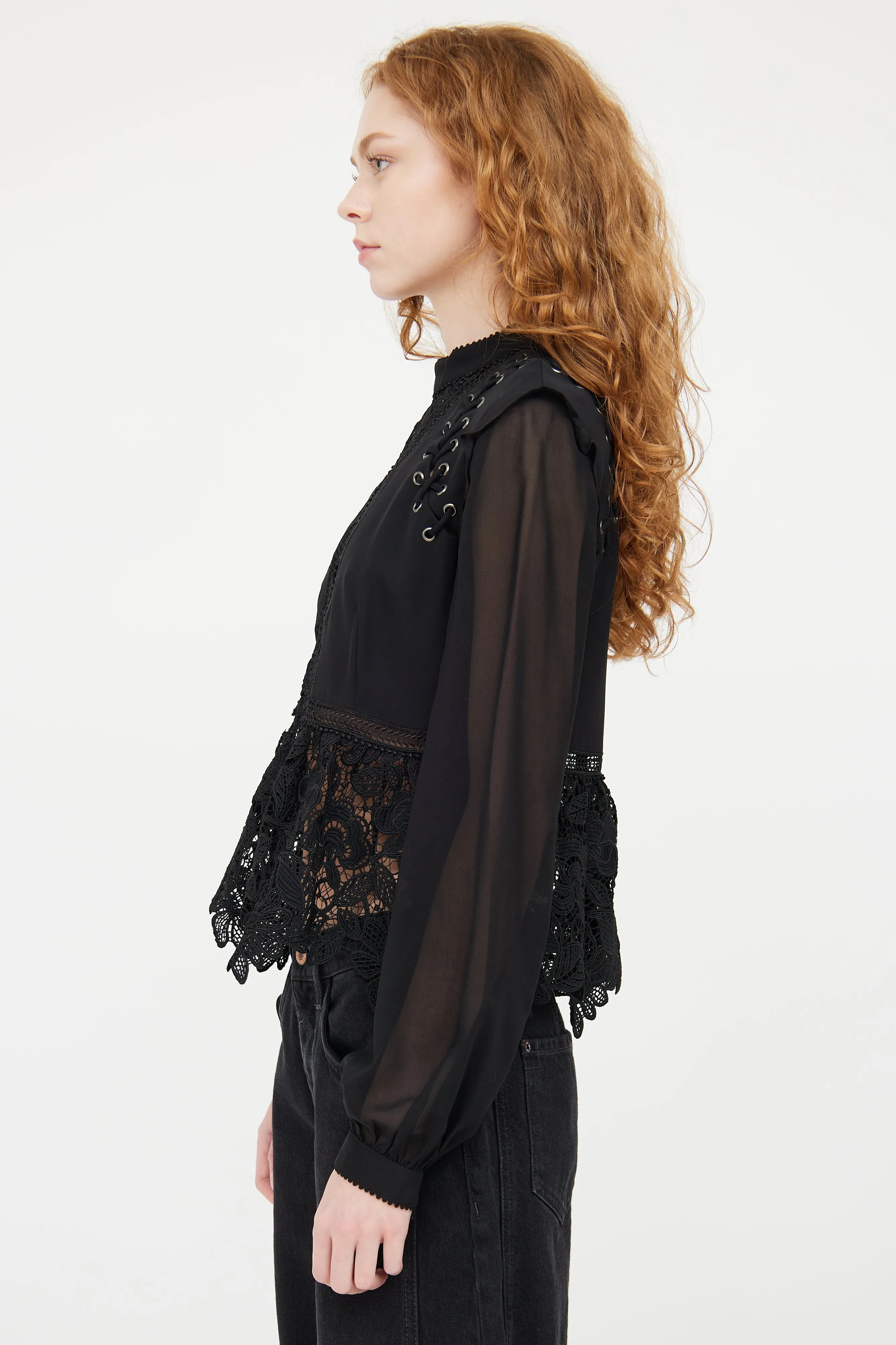 Black Tie Floral Lace Top
