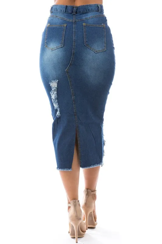DONT COME FOR ME DENIM MAXI SKIRT