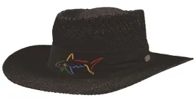 Greg Norman Straw Hat Summer Golf Signature Fedora Wide Brim - Black