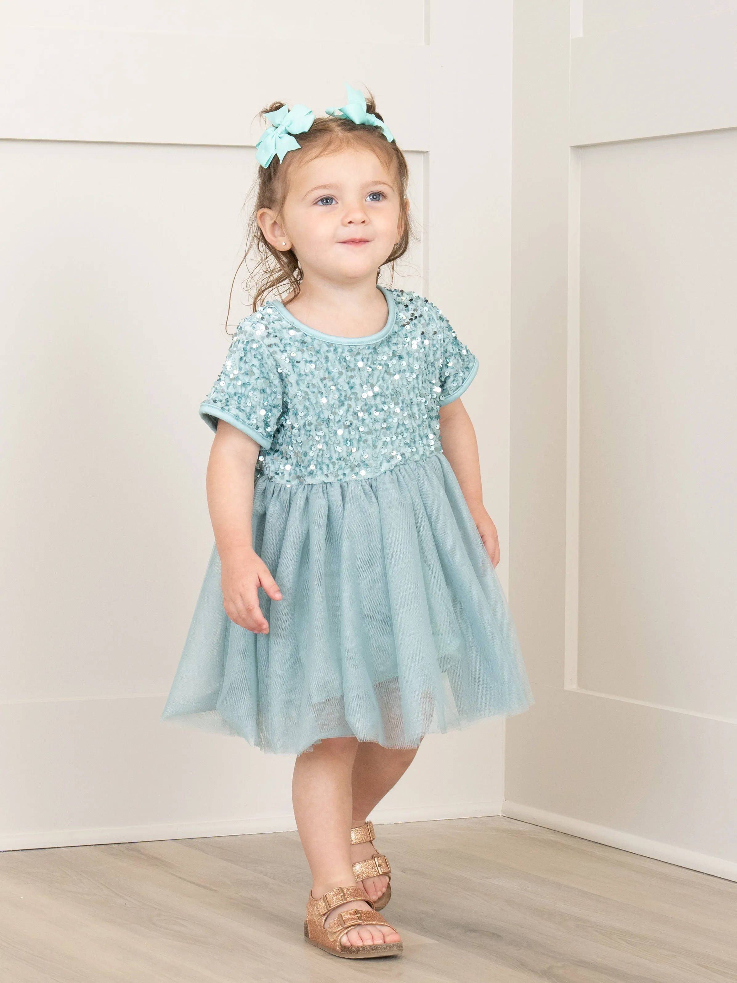 Mint Sparkly Tulle Swing Dress