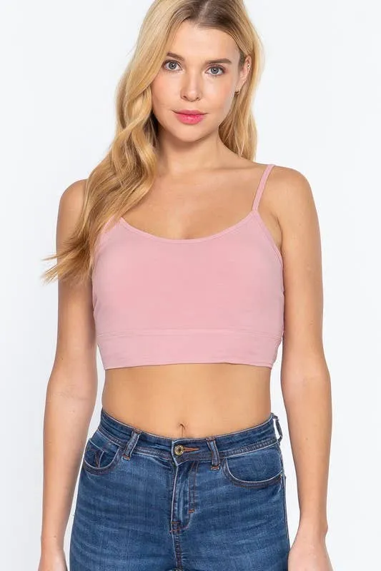 Round Neck Removable Bra Cup Twisted Back Cami Top