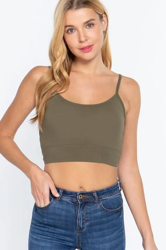 Round Neck Removable Bra Cup Twisted Back Cami Top