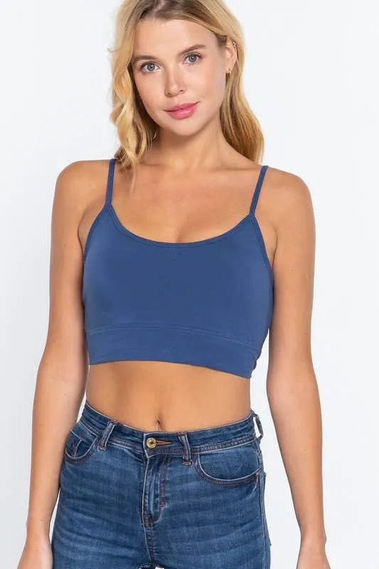 Round Neck Removable Bra Cup Twisted Back Cami Top