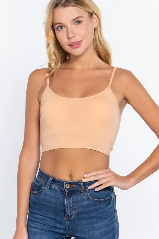 Round Neck Removable Bra Cup Twisted Back Cami Top