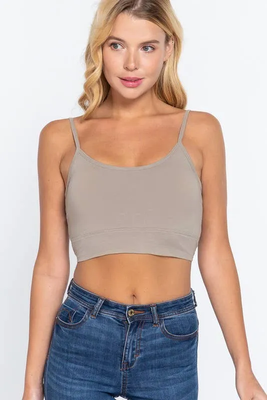 Round Neck Removable Bra Cup Twisted Back Cami Top