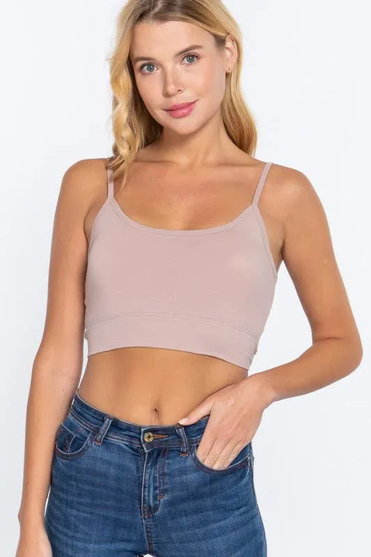 Round Neck Removable Bra Cup Twisted Back Cami Top