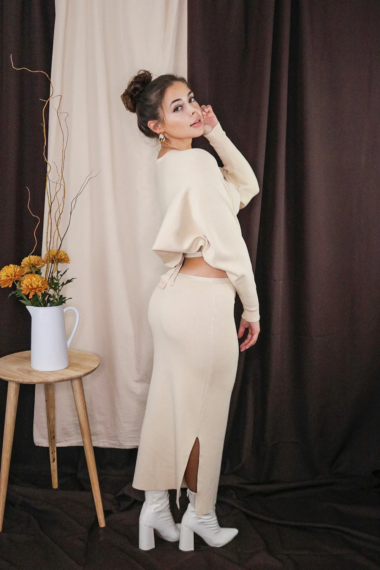 'Solstice' Three Piece Sweater Set in Cream