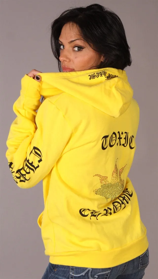 Toxic Chrome Pot Leaf Hoodie Unisex Yellow